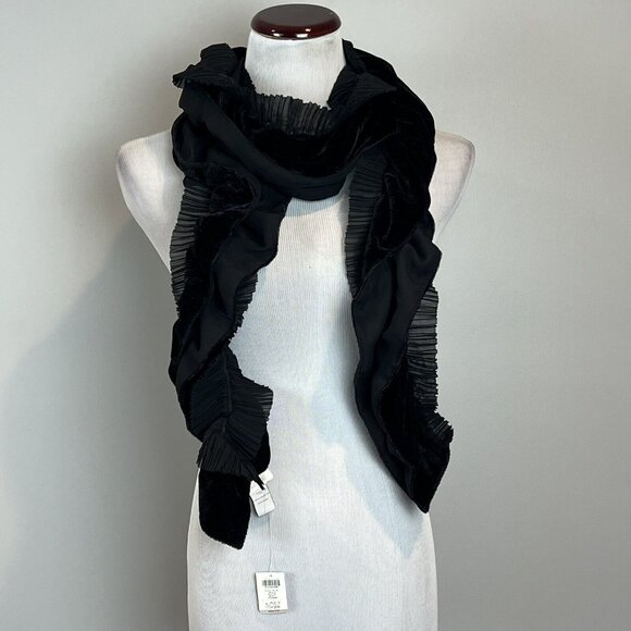 Chico’s Scarf Black Slinky Velvet Oblong NWT Whimsigoth Witchy - Picture 2 of 8